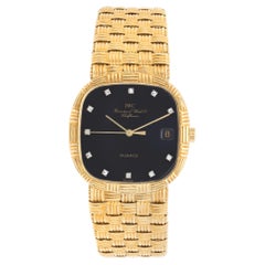 IWC Yellow Gold Quartz Wristwatch with Basket Weave Bracelet Ref 3732