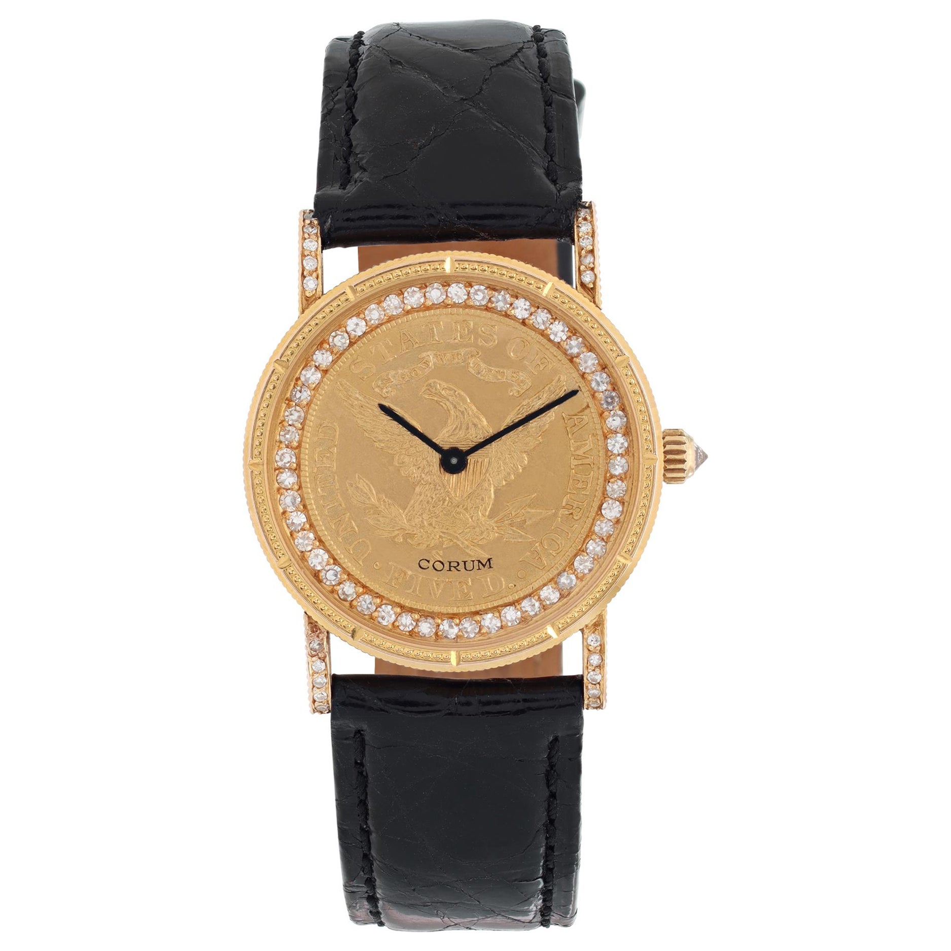 Corum $5 Coin Diamond & Yellow Gold Manual Wristwatch
