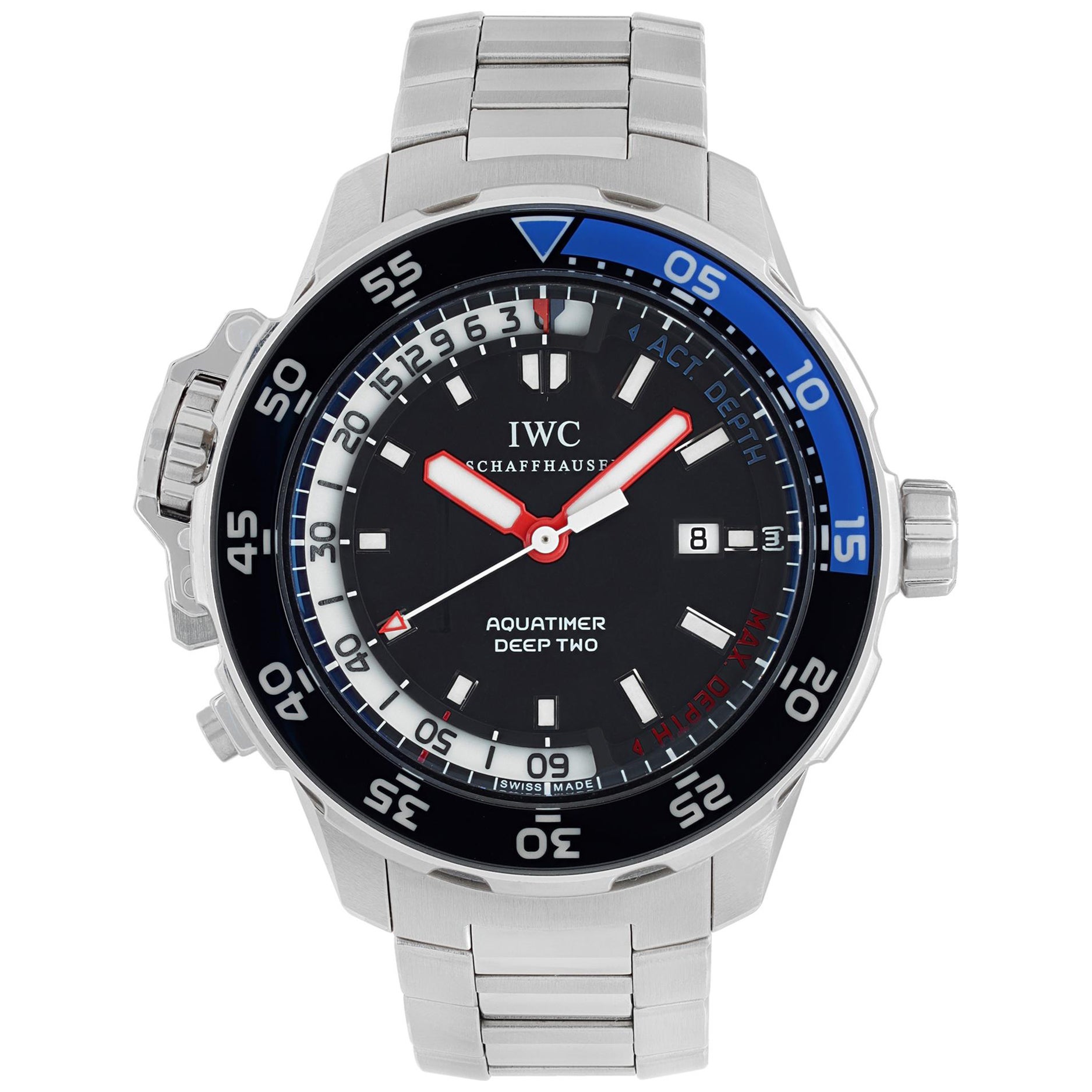 IWC Aquatimer Montre-bracelet automatique avec cadran noir et profondimètre Ref IW354702