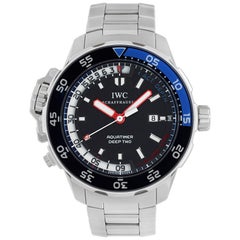 Reloj de pulsera automático IWC Aquatimer con esfera negra y medidor de profundidad Ref IW354702