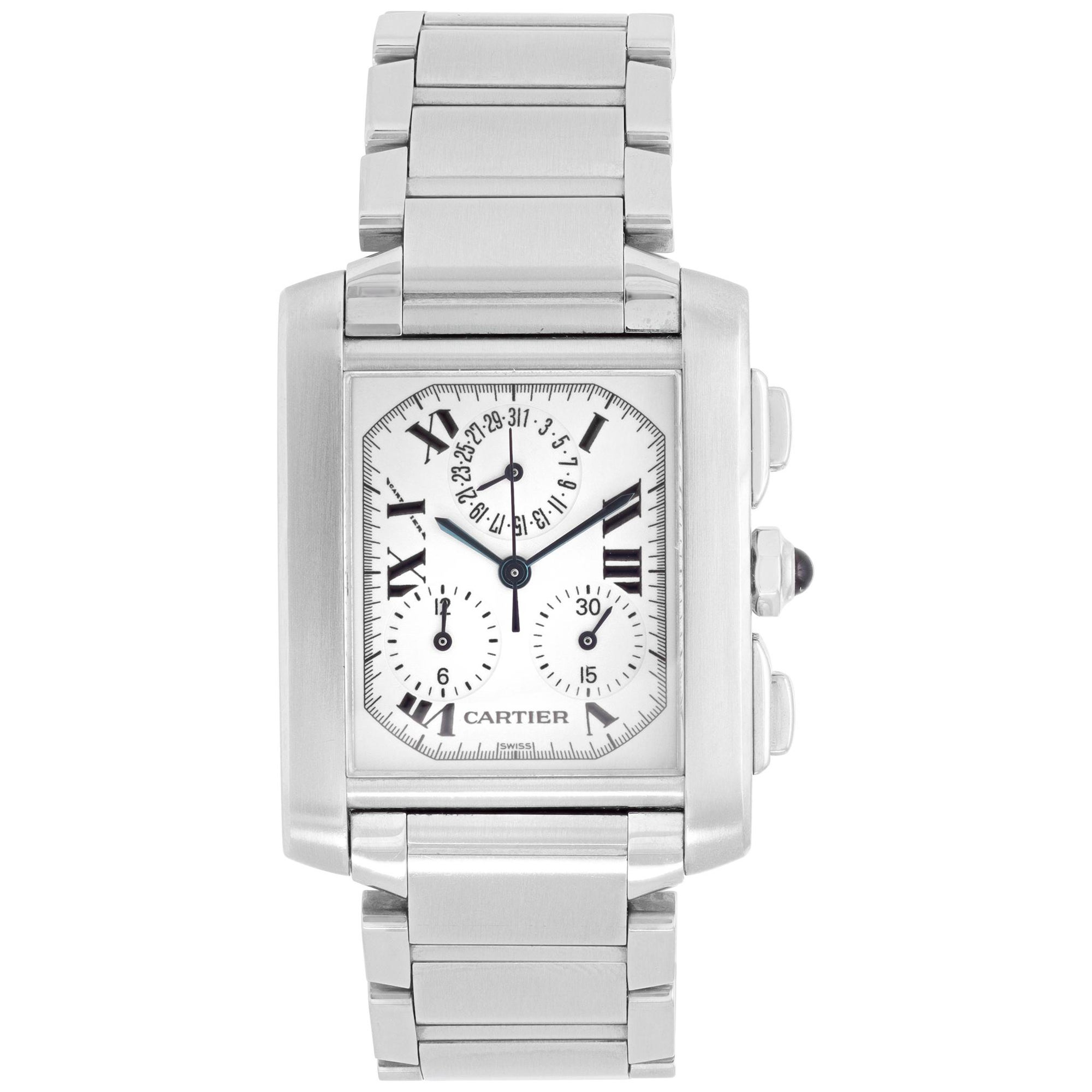 Cartier Tank Francaise Chronograph Stahlquarz-Armbanduhr Ref W51001Q3