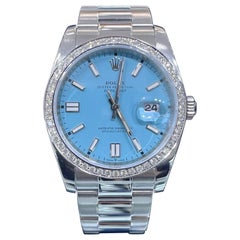 Rolex Datejust 116200 36mm 1.3ct Diamond Bezel Tiffany Blue Dial Steel Watch