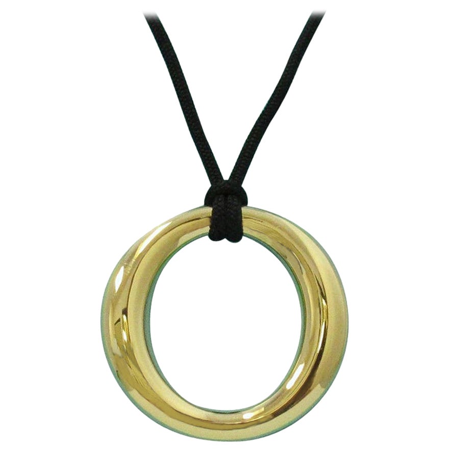 TIFFANY & Co. Elsa Peretti 18K Gold 35mm Sevillana Pendant Necklace Large Size
