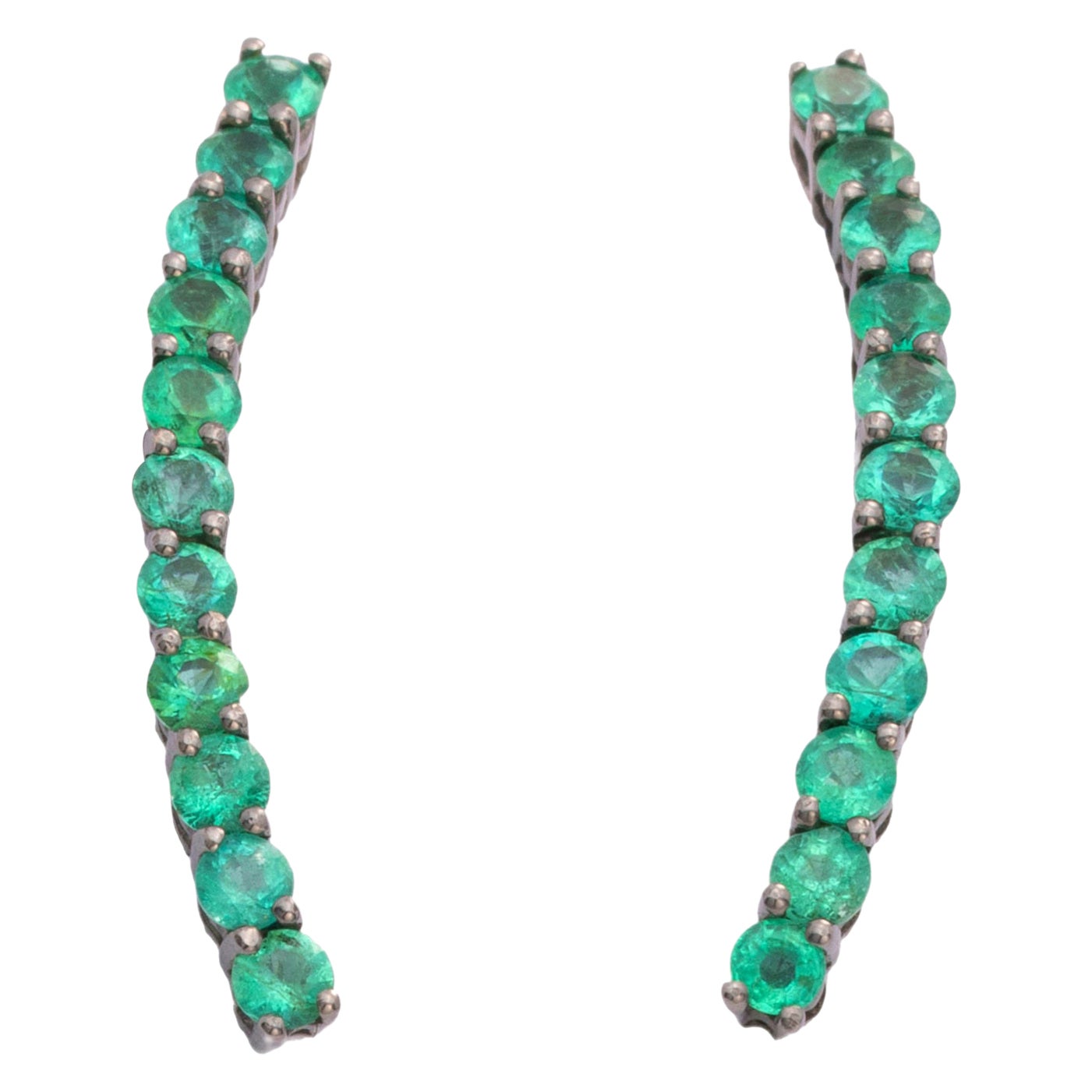 Emerald White Gold Plated Black Rhodium Stud Earrings For Sale