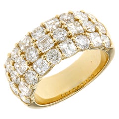 Bague ou anneau de 4,45 carats de diamants ronds et de taille Asscher