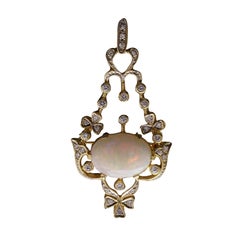 Vintage 18kt Gelbgold Opal und Diamant Anhänger/Brosche