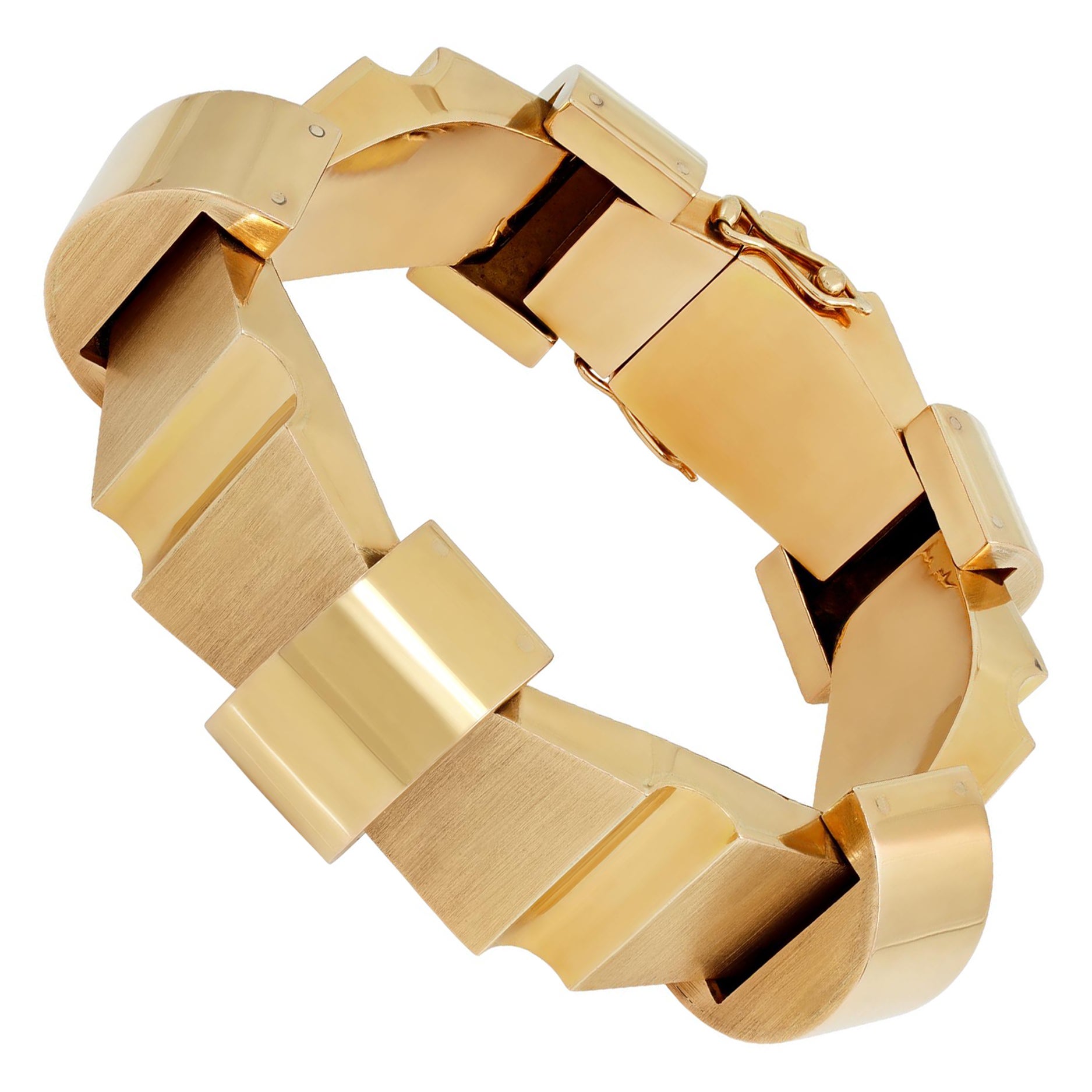 Mechanical Geometric Yellow Gold Modernist Bracelet