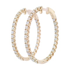 Boucles d'oreilles en or jaune avec diamants ronds de 4.11 carats