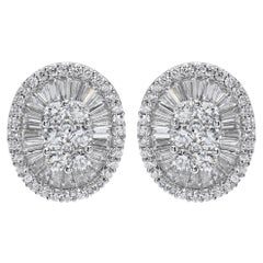 Ovale Diamant-Ohrringe aus Weißgold