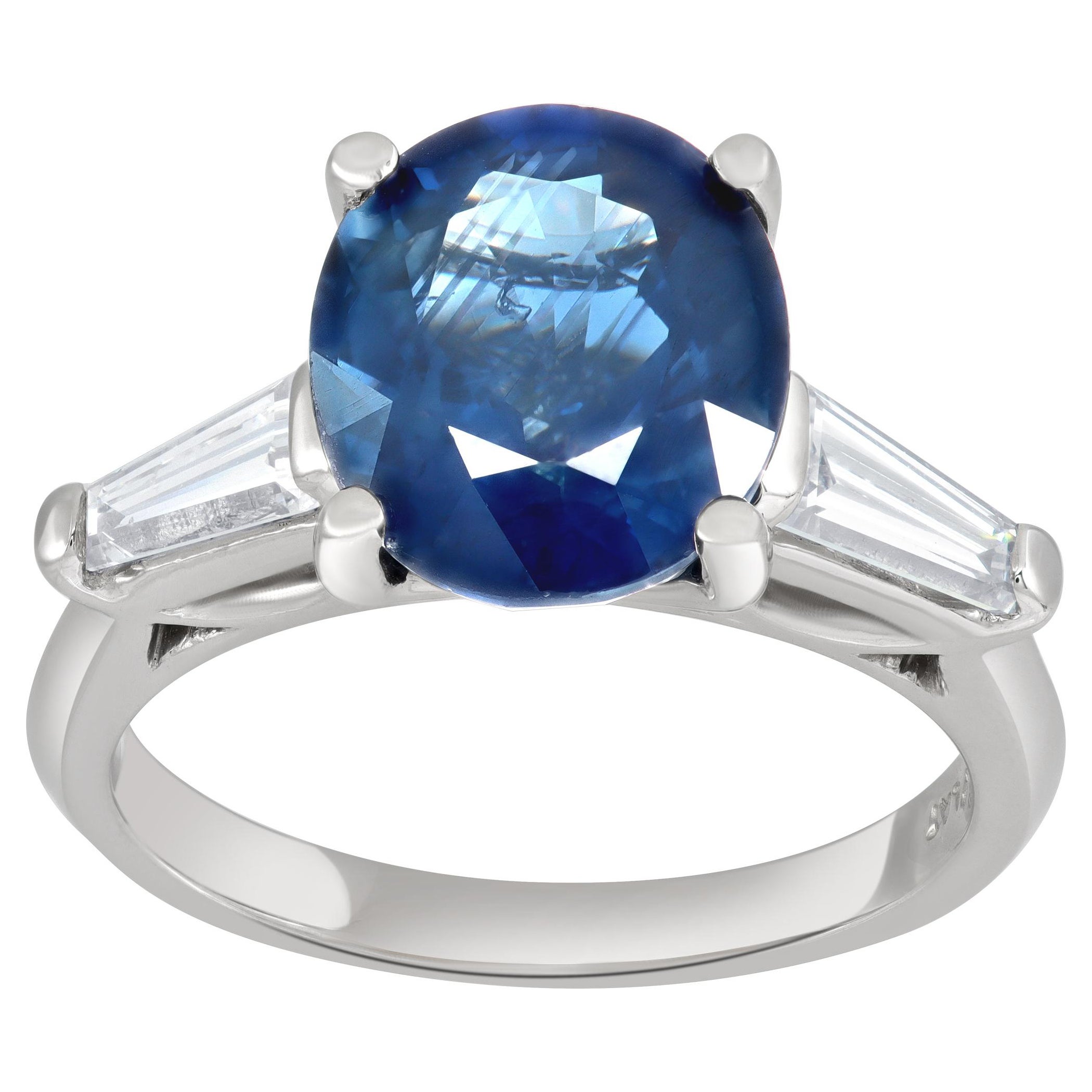 AGL Certified Sapphire and Diamond Platinum Ring