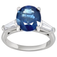 AGL Certified Sapphire and Diamond Platinum Ring