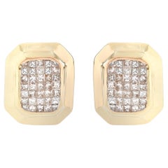 Diamant-Ohrringe mit Prinzessinnenschliff aus Gelbgold