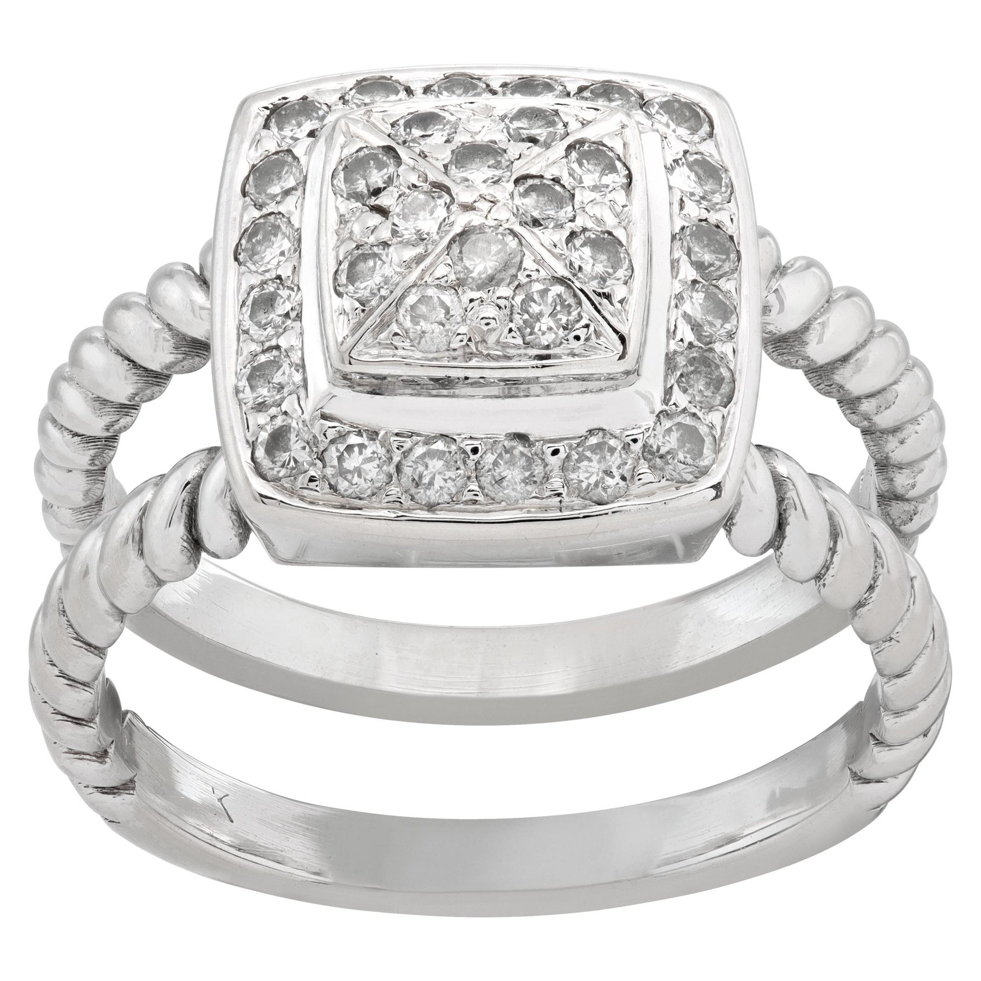 Double Band Halo Diamond White Gold Ring