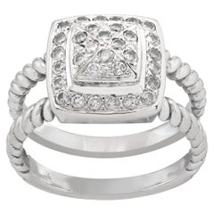 Double Band Halo Diamond White Gold Ring