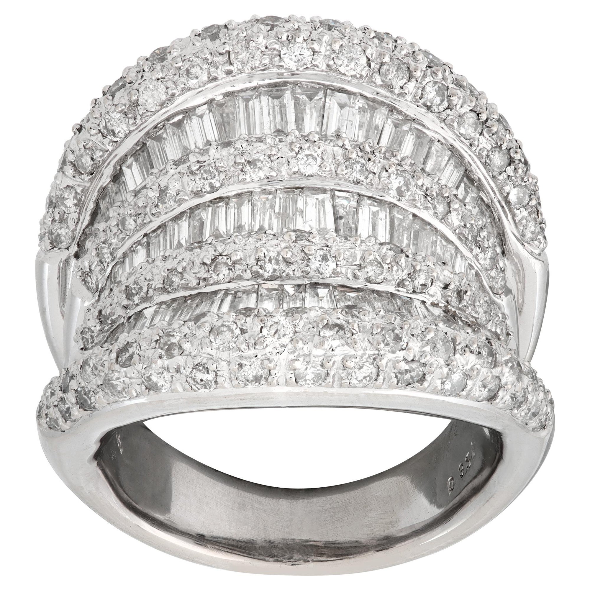 Waterfall Diamond White Gold Ring For Sale