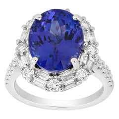 Tansanit & Diamant Weißgoldring aus Weißgold