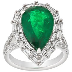 Zambian Emerald & Diamond White Gold Ring