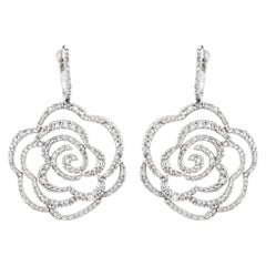 Pavé Set Diamond White Gold Flower Earrings