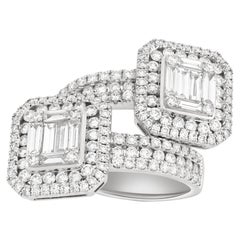 Diamant-Cluster-Ring aus Weißgold mit Illusion