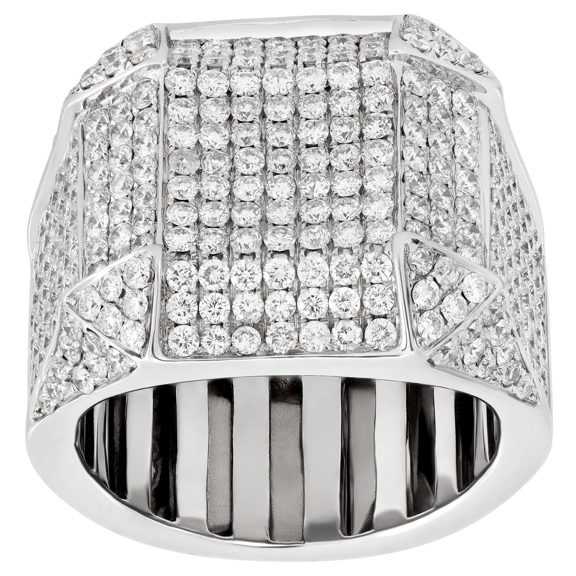 Pave Diamond White Gold Men's Ring