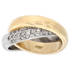 Pavé Diamond Rolling White and Yellow Gold Ring