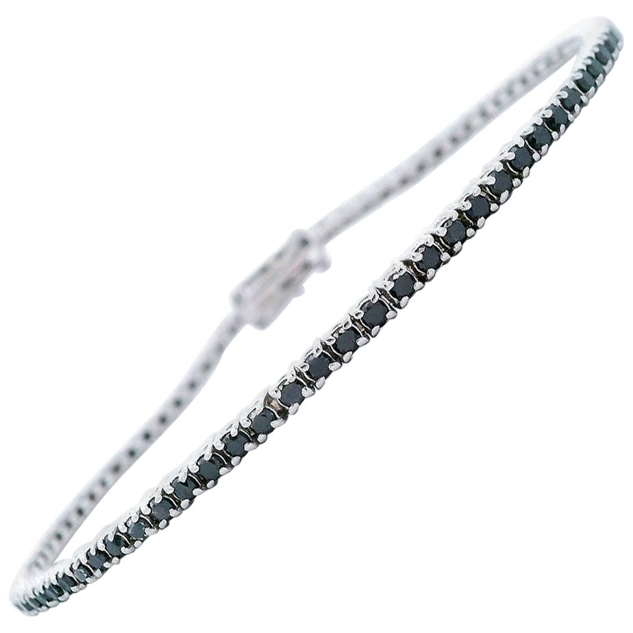 Alexander Beverly Hills 1.77ct Black Diamond Tennis Bracelet White Gold