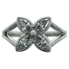 Vintage Tiffany & Co. Victoria Marquise Natural Diamond Platinum Flower Ring