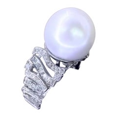 GIT Certified South Sea Pearl Diamonds 18K Gold Ring