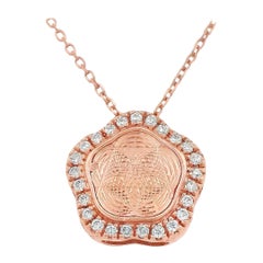 Natural Diamond & Rose Gold Abstract Shape Pendant Necklace