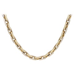 Braccio White and Yellow Gold Solid Link Necklace