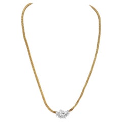 Bird Nest Diamond Yellow and White Gold Necklace