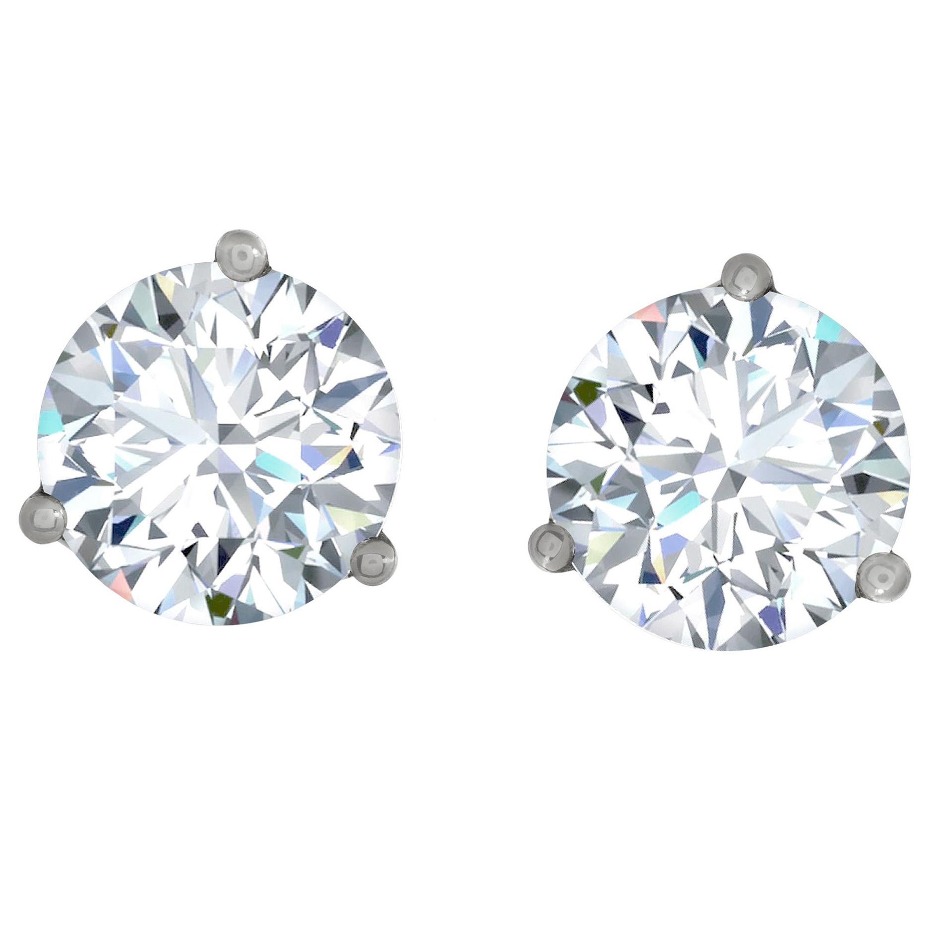 GIA Certified Round Brilliant Diamond Platinum Studs