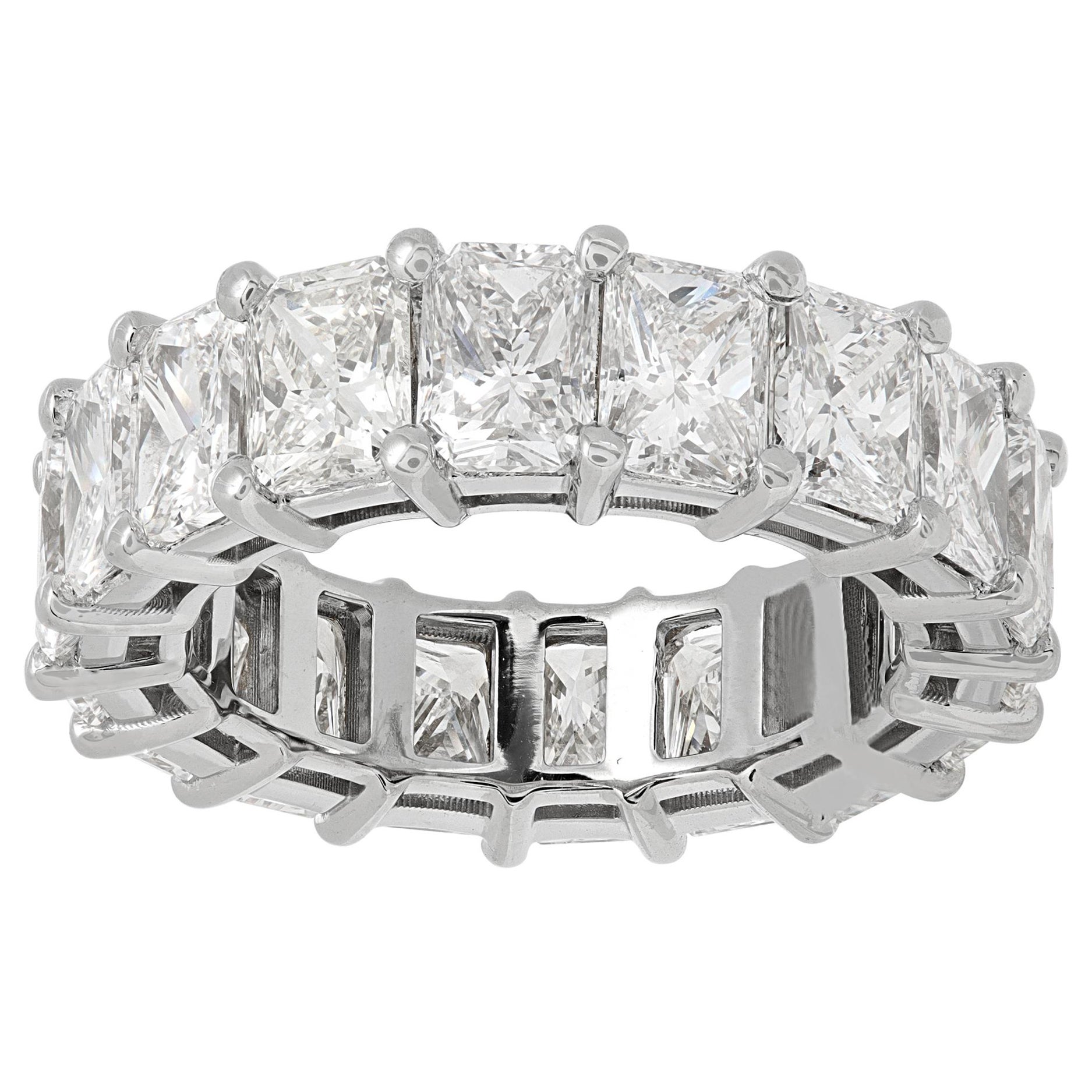 GIA Certified Radiant Cut Diamond White Gold Eternity Band