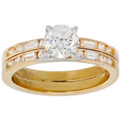 Anillo de Oro Amarillo con Diamante de Corte Europeo Antiguo Certificado por GIA