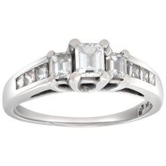 Emerald Cut Diamond White Gold Engagement Ring