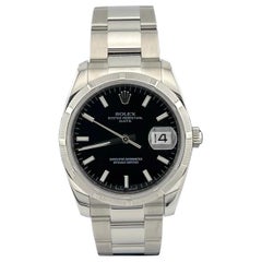Reloj Rolex Date 34mm Esfera Negra Pulsera Oyster Acero Inoxidable 115210