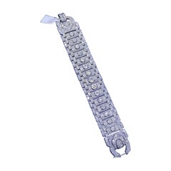 Stunning Vintage Art Deco Platinum 19CT Old Cut Round Diamond Wide Bracelet