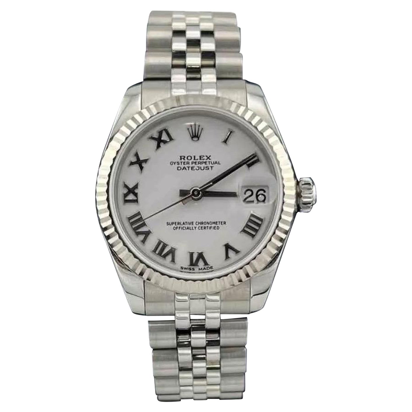 Rolex Ladies DateJust 31mm Acero inoxidable Brazalete Jubilee Esfera blanca 178274