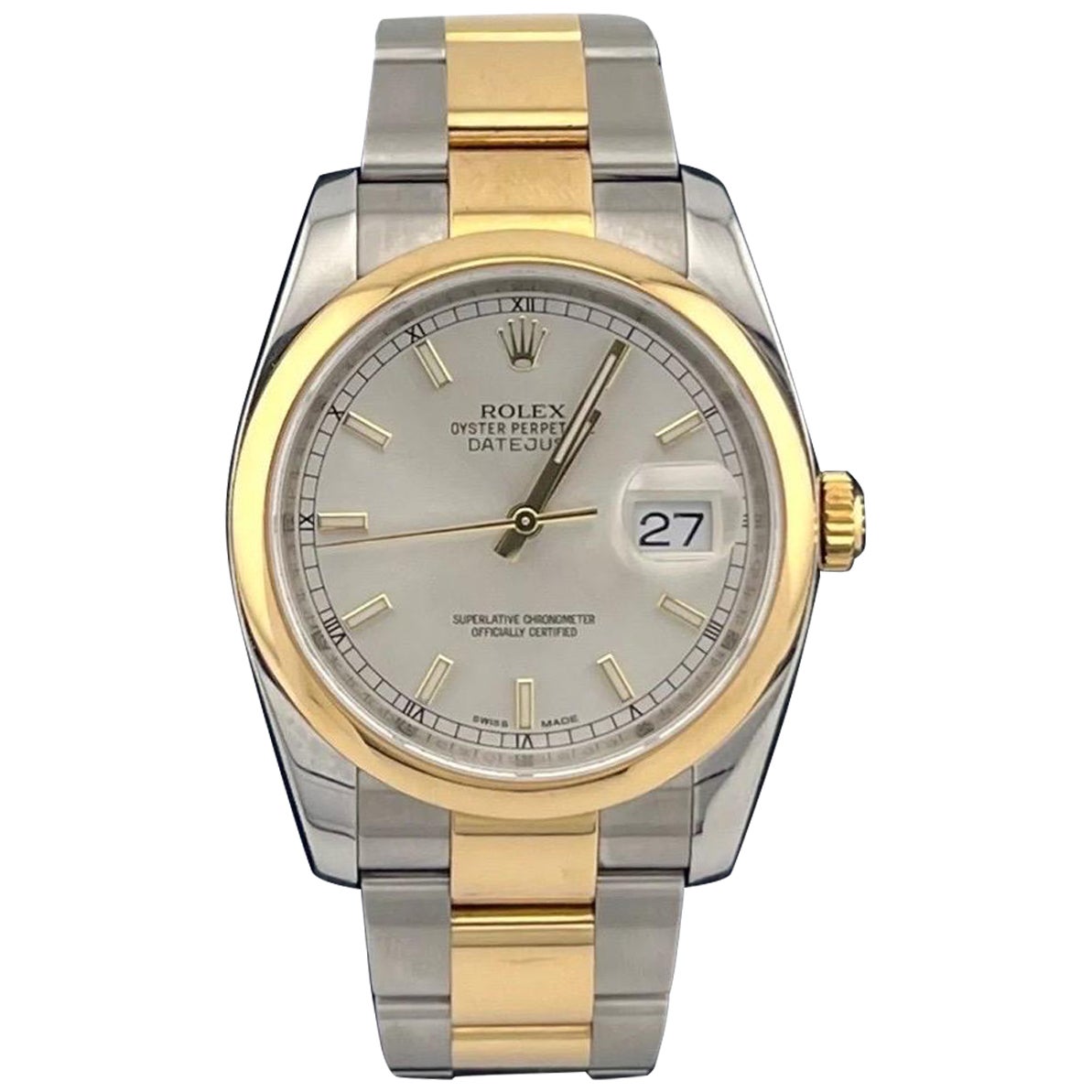 Rolex Datejust Ref 116203 Stainless & 18K Gold Silver Dial 36mm Men's Watch