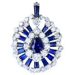 Oscar Heyman Spilla d'epoca Ciondolo Zaffiro Diamante Platino Estate