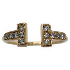 Weinlese Tiffany & Co. T Draht-Diamant-Ring aus 18 Karat Roségold mit Box US8 EU57