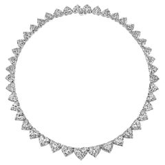 36.80ct Graduating Heart Diamond Tennis Necklace