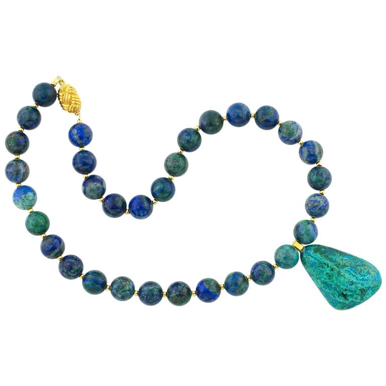 Azurite and Chrysocolla Necklace at 1stDibs
