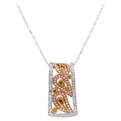0.78ct Yellowish Diamond Heart Motif Pendant Necklace 18k