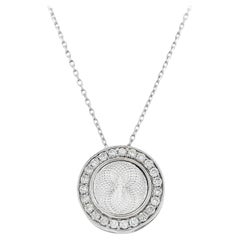 Natural Diamond & White Gold Round Pendant Necklace