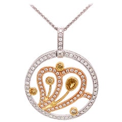 1.04ct Yellowish Diamond Heart Motif Pendant Necklace 18k