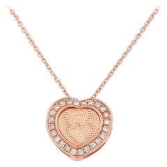 Natural Diamond & Rose Gold Heart Shape Pendant Necklace
