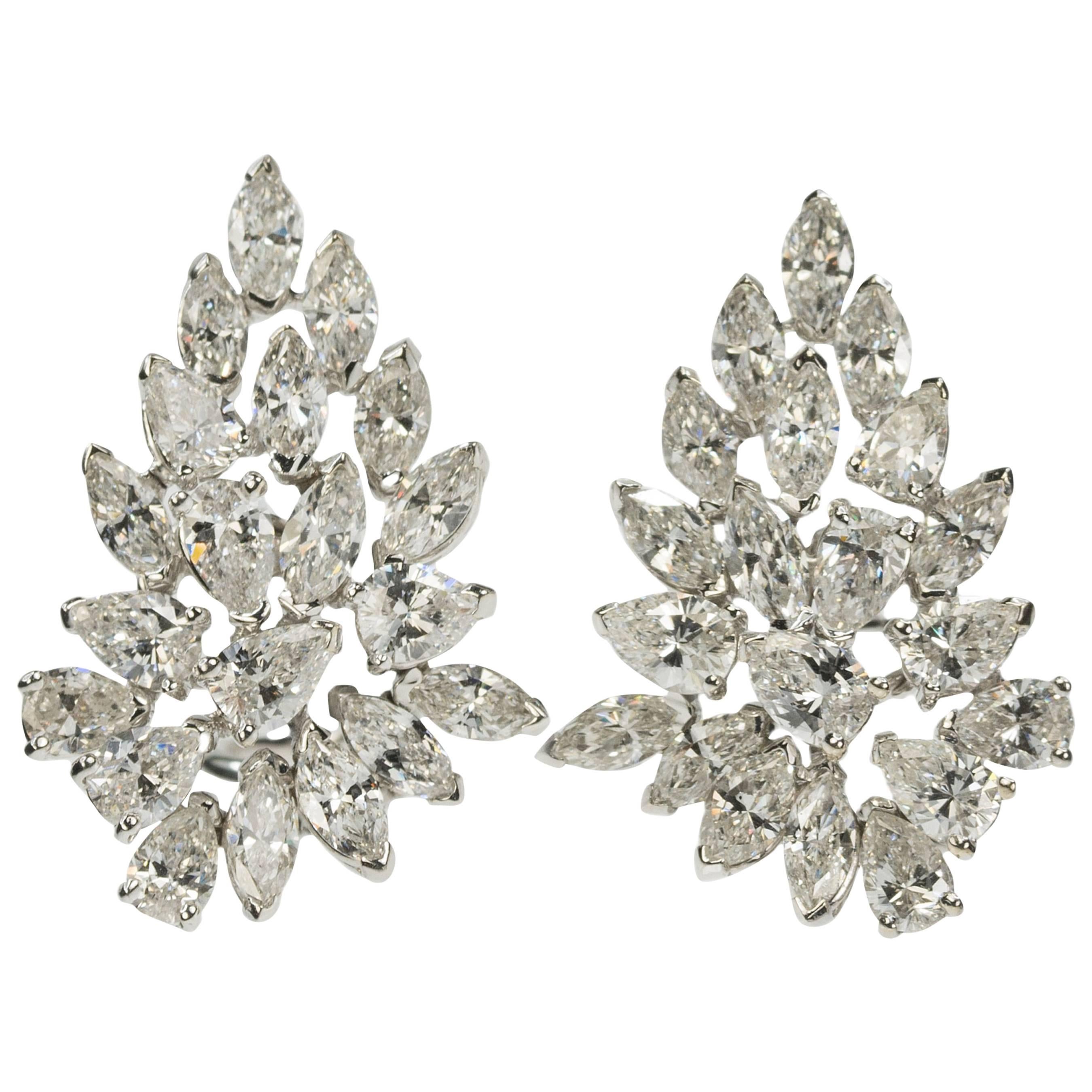 Classic Diamond Cocktail Cluster Earrings at 1stDibs | cocktail earrings
