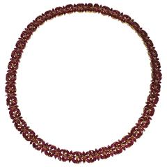 Yellow Gold Ruby Cluster Necklace 2