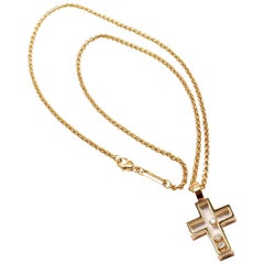 Chopard - Collier pendentif croix heureuse en or jaune avec diamants